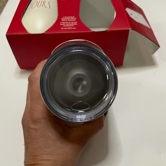 Rae Dunn Stainless Steel Mine & Yours White & Red Couples Wine/Beer Tumbler Set - Picture 3 of 10